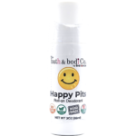 The Bath & Bodi Co by Balence Happy Pits roll-on deodorant bottle with smiley face design