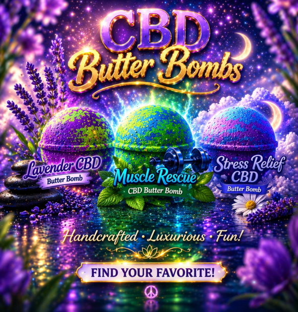 Colorful CBD butter bombs with lavender and mint