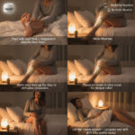 Infographic showing step-by-step application of Balence Magnesium Cream — massaging into feet, calves, and legs before bed for relaxation and better rest.
