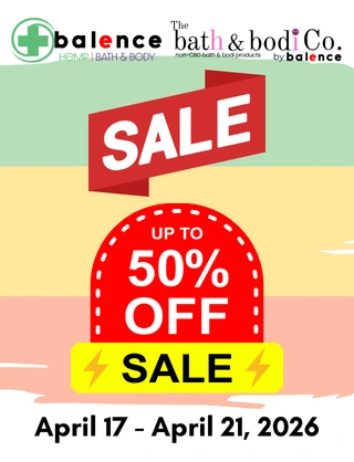 420 sale mobile banner up to 50 percent off April 17 to April 21 2026 Balence Bath and Bodi Co