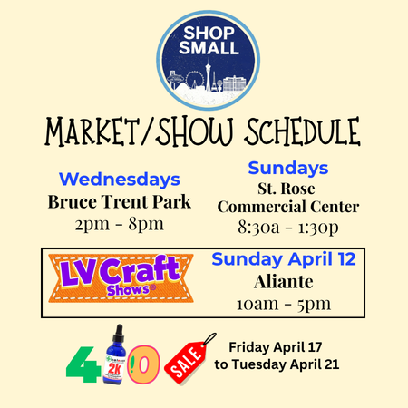 April 2026 farmers market schedule with weekly events and LV Craft Shows at Aliante Casino