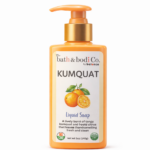 Kumquat liquid soap in orange pump bottle