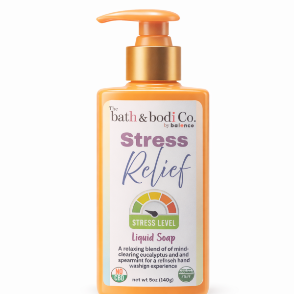 Orange Stress Relief liquid soap pump bottle