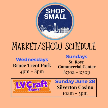 Mobile-friendly June 2026 market schedule for The Bath and Bodi Co featuring Fresh52 Farmers Markets and LV Craft Shows in Las Vegas and Henderson.