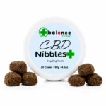 balence Hemp CBD Nibbles+ full spectrum hemp dog treats with 30 soft chews containing approximately 6mg hemp extract per chew.